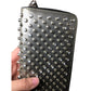 Christian Louboutin Panettone Silver Leather Studded Zip Around Long Wallet - Red Interior - Christian Louboutin - Wallet - A+ Stuff