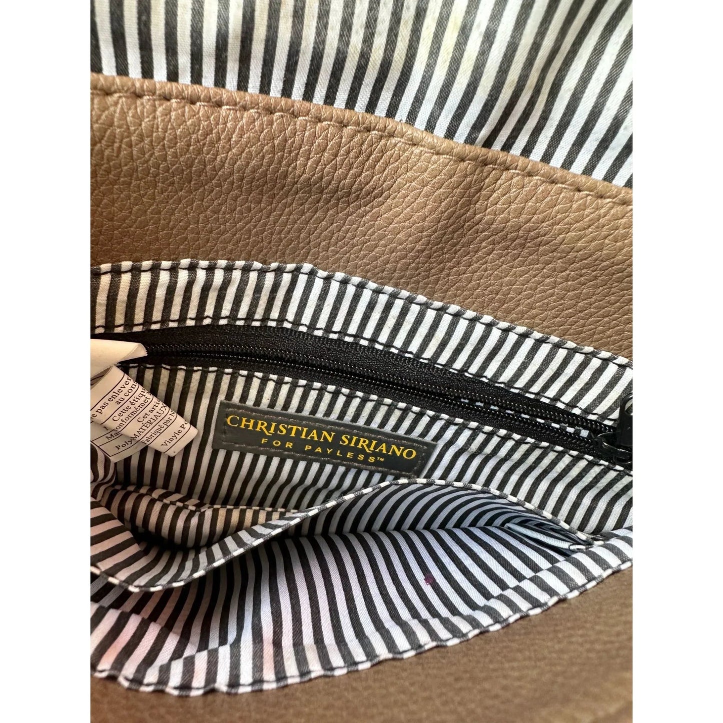 Christian Soriano for Payless Taupe Crossbody Bag with Zippered long Front Flap - A+ Stuff