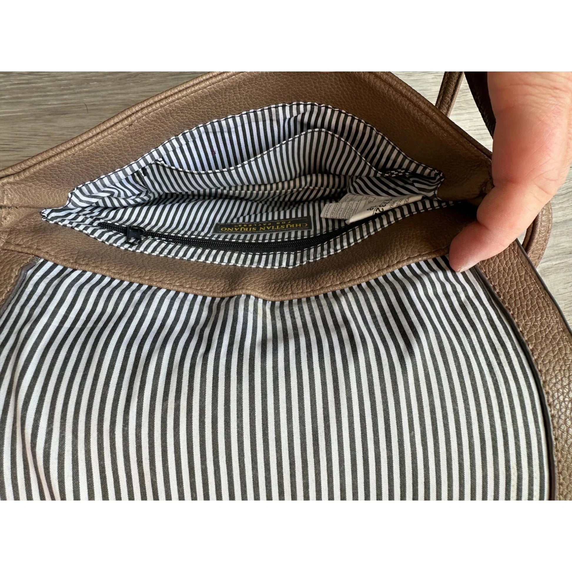 Christian Soriano for Payless Taupe Crossbody Bag with Zippered long Front Flap - A+ Stuff