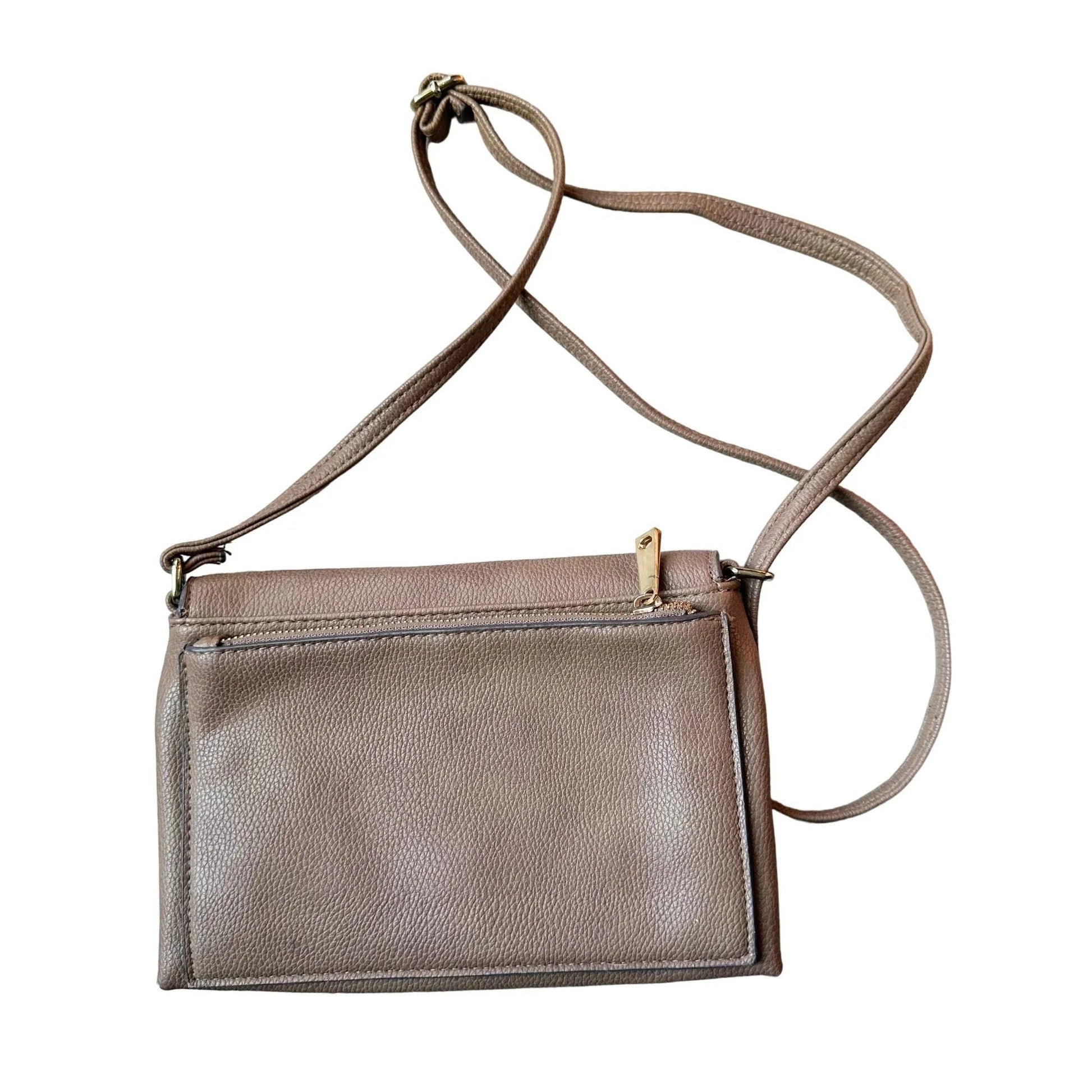 Christian Soriano for Payless Taupe Crossbody Bag with Zippered long Front Flap - A+ Stuff