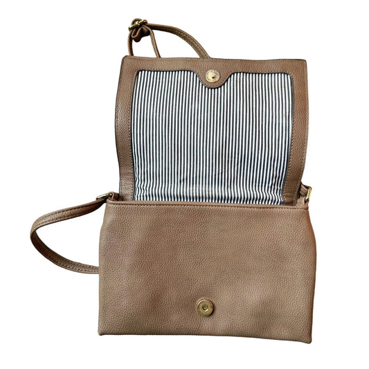 Christian Soriano for Payless Taupe Crossbody Bag with Zippered long Front Flap - A+ Stuff