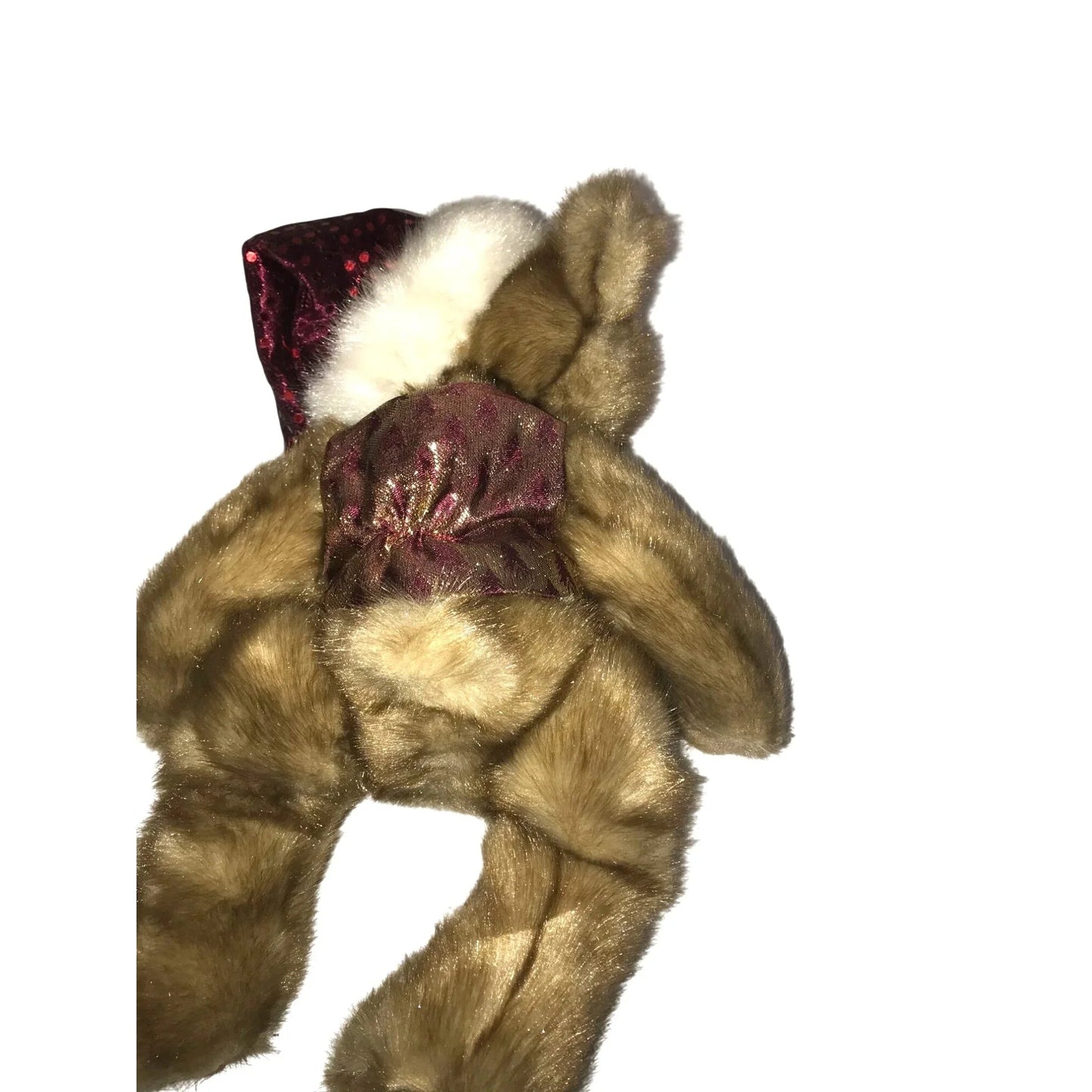 Christmas Bear Plush in Santa Claus Hat 13" Deep Red & Green Tie Holiday Decor - Unbranded - Seasonal & Holiday Decorations - A+ Stuff