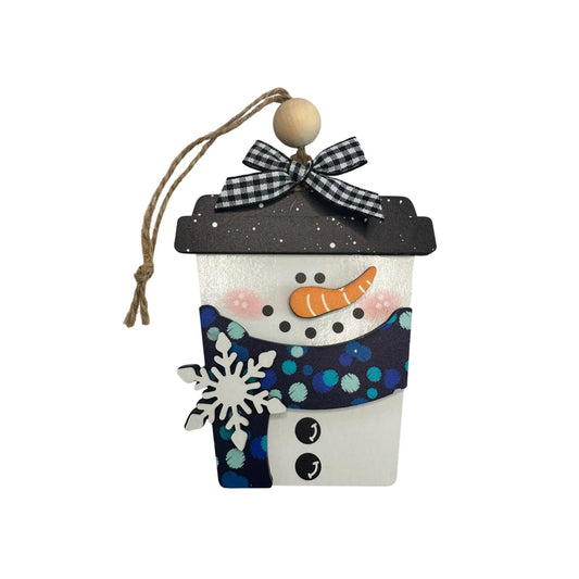 Christmas Coffee Cup Snowman Ornament - A+ Stuff - Holiday Ornaments - A+ Stuff