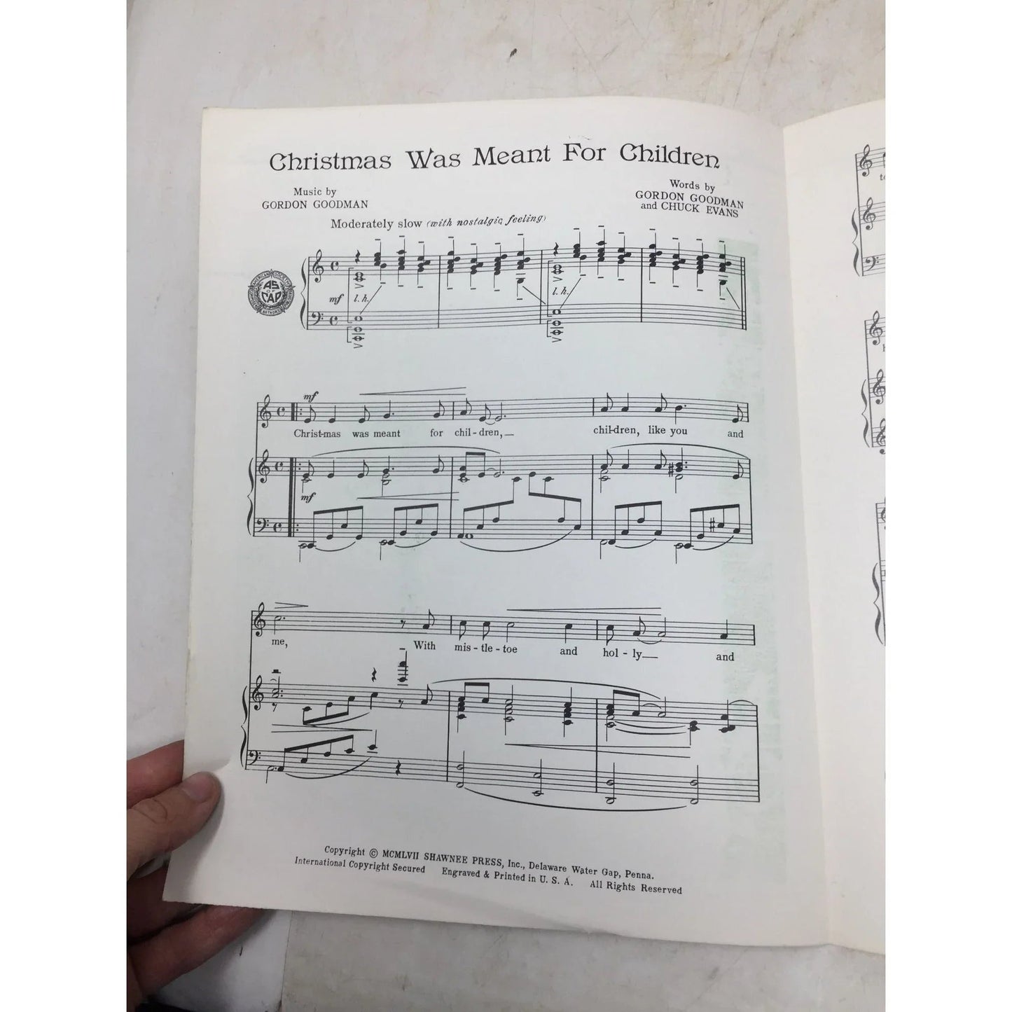 ''Christmas Was Meant For Children'' by Gordon Goodman and Chuck Evans - A+ Stuff - SHEET MUSIC - A+ Stuff