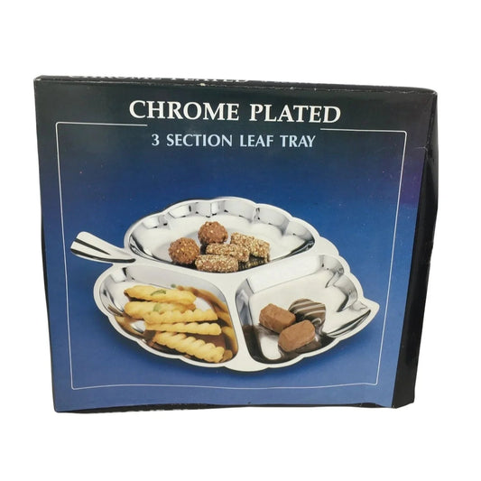 CHROME PLATED 3 SECTION LEAF PLATE - NEW - A+ Stuff - Plates - A+ Stuff