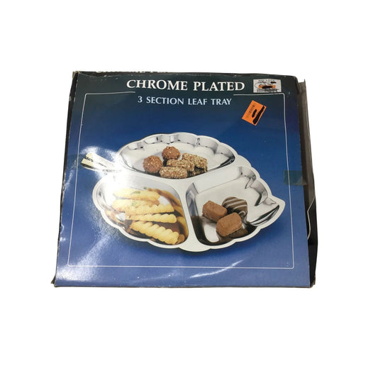 CHROME PLATED 3 SECTION LEAF PLATE - NEW - A+ Stuff - Plates - A+ Stuff