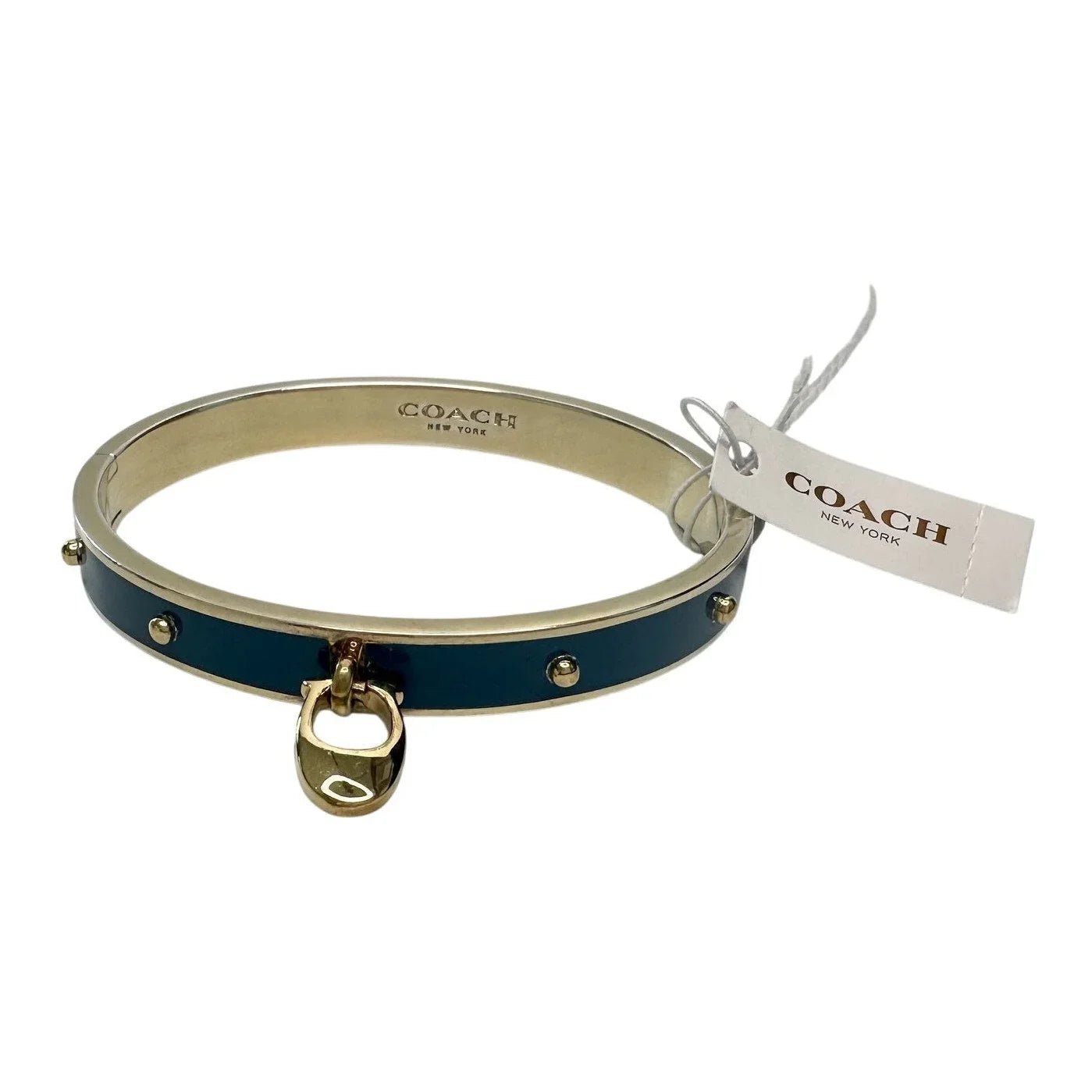 Coach Enamel Riveted Signature C Hinge Bangle Bracelet Teal Green - NWT - Coach - Bracelet - A+ Stuff