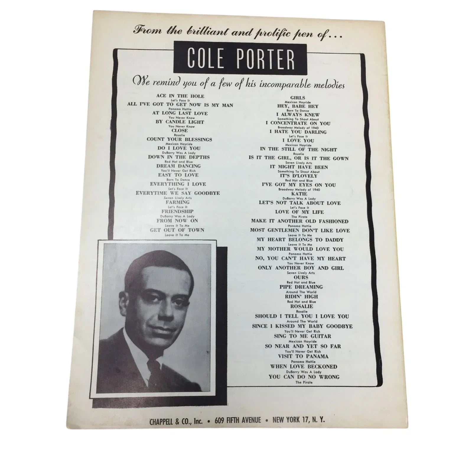 Cole Porter's I Love You Michael Todd's Mexican Hayride - A+ Stuff - SHEET MUSIC - A+ Stuff