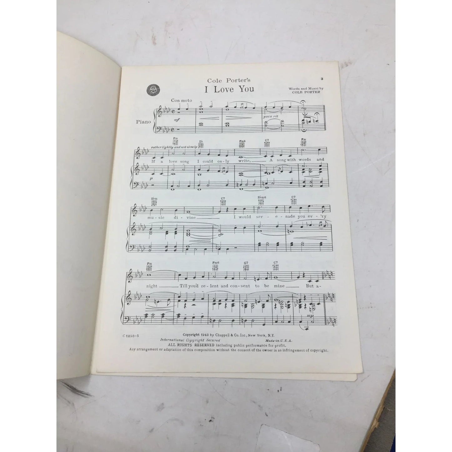 Cole Porter's I Love You Michael Todd's Mexican Hayride - A+ Stuff - SHEET MUSIC - A+ Stuff