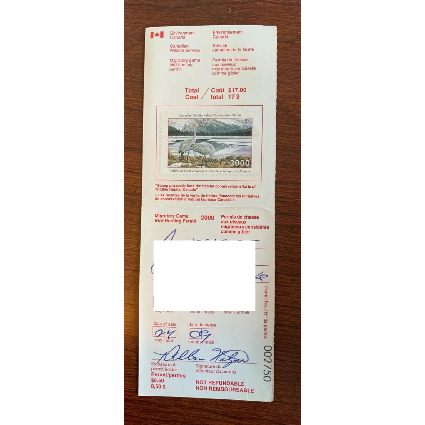Collection of 8 Bird Hunting Permits w/ The Canadian Wildlife Habitat Conservation Stamps - A+ Stuff - Stamp - A+ Stuff