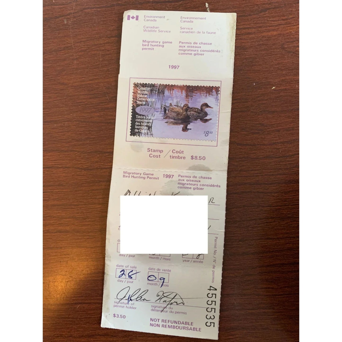 Collection of 8 Bird Hunting Permits w/ The Canadian Wildlife Habitat Conservation Stamps - A+ Stuff - Stamp - A+ Stuff