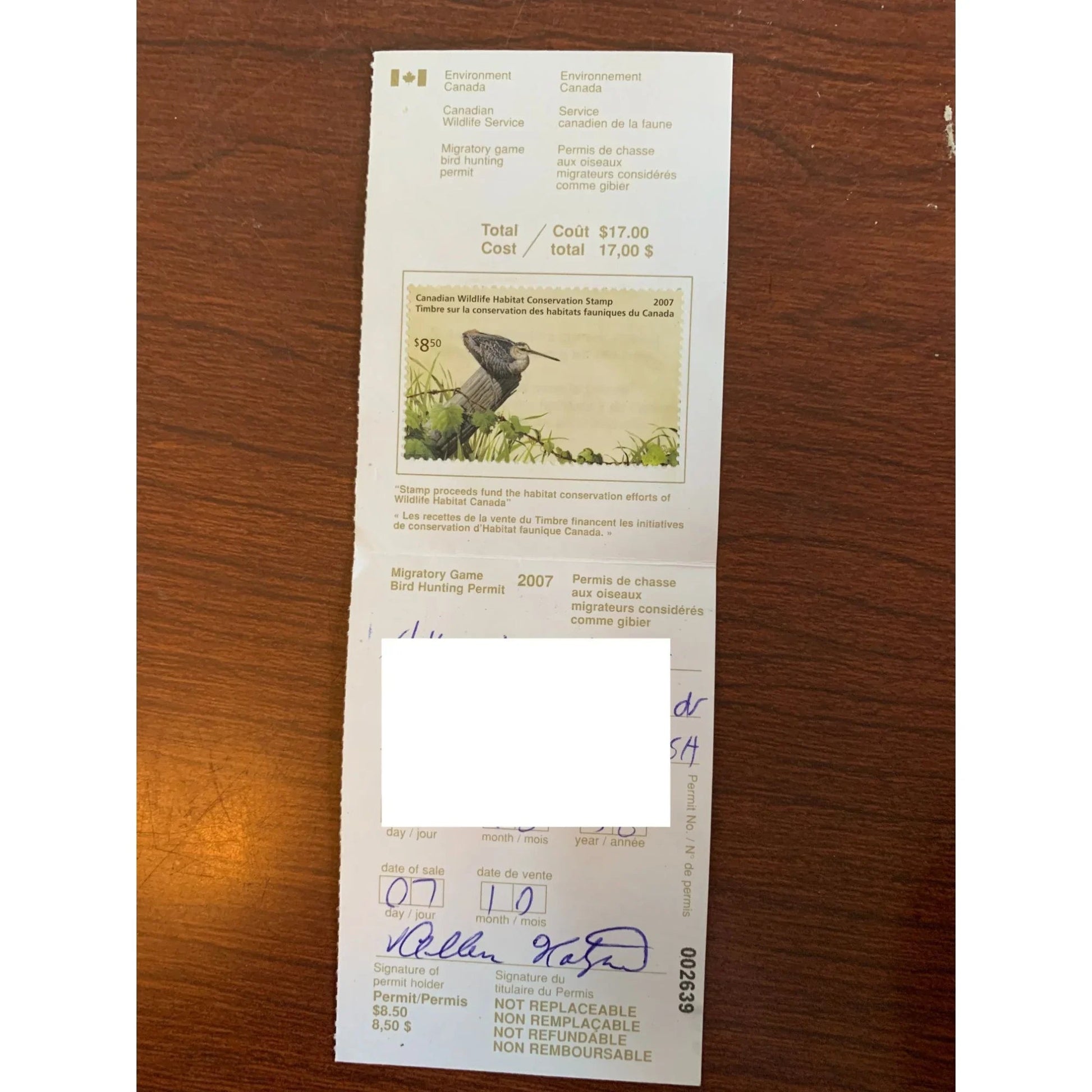 Collection of 8 Bird Hunting Permits w/ The Canadian Wildlife Habitat Conservation Stamps - A+ Stuff - Stamp - A+ Stuff