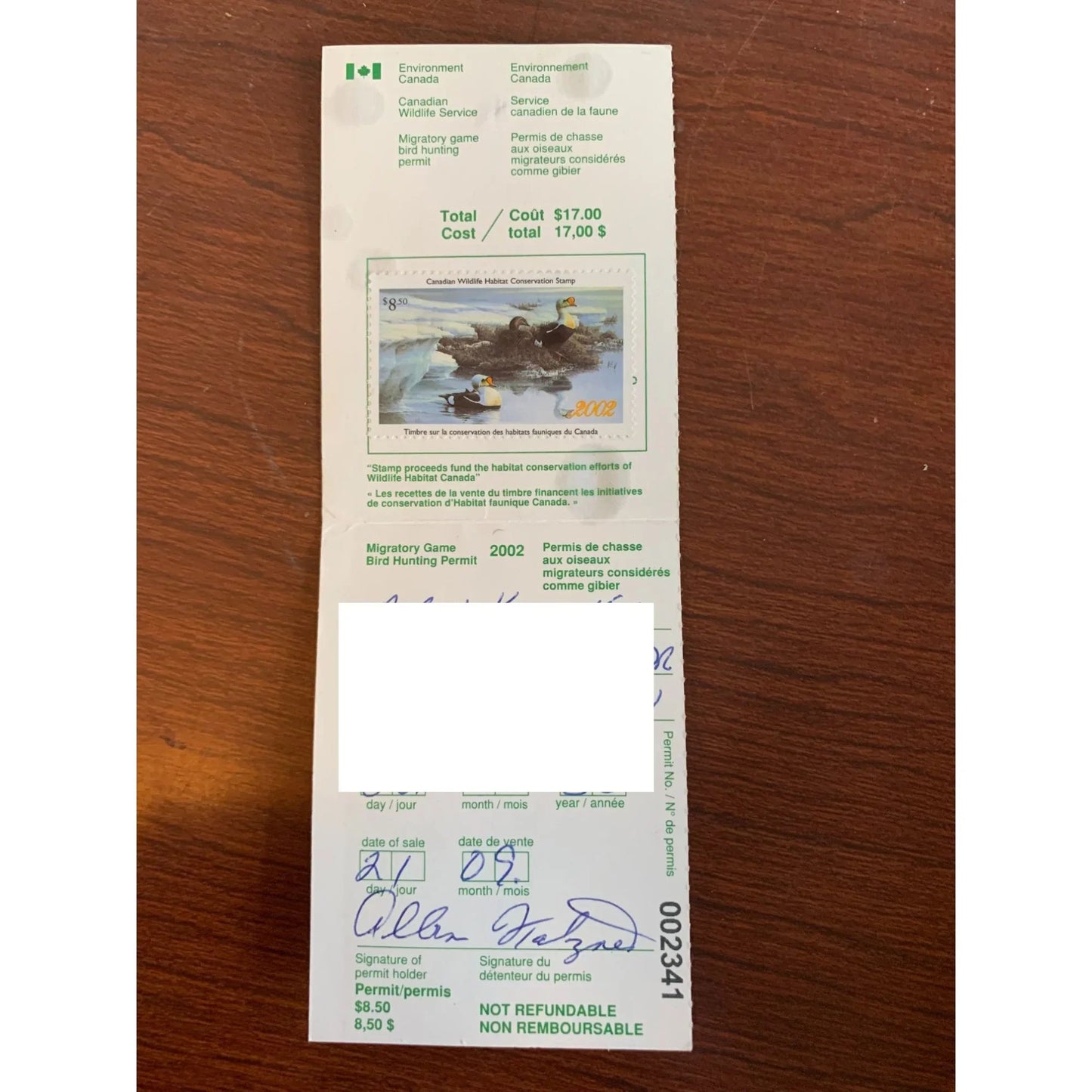 Collection of 8 Bird Hunting Permits w/ The Canadian Wildlife Habitat Conservation Stamps - A+ Stuff - Stamp - A+ Stuff