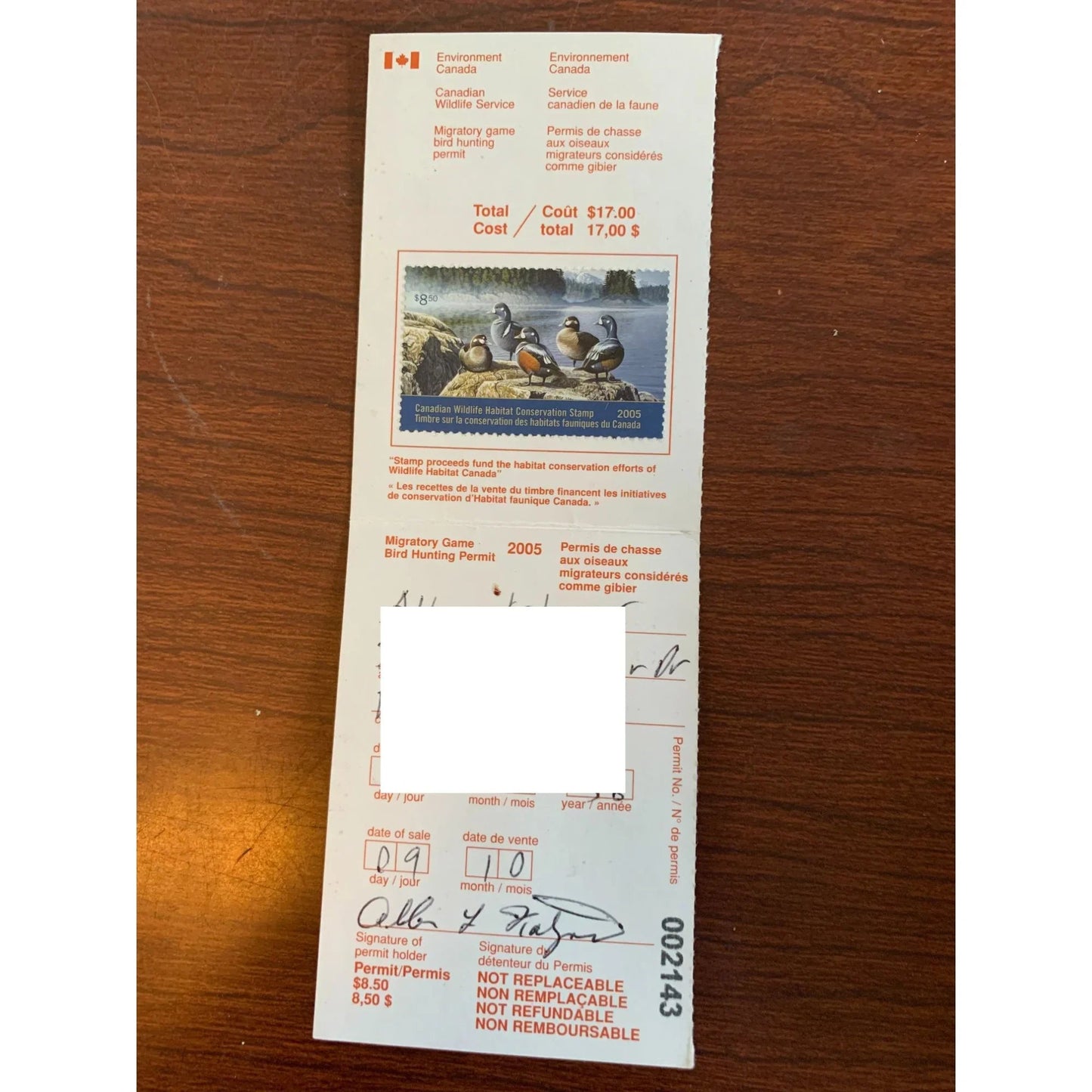 Collection of 8 Bird Hunting Permits w/ The Canadian Wildlife Habitat Conservation Stamps - A+ Stuff - Stamp - A+ Stuff