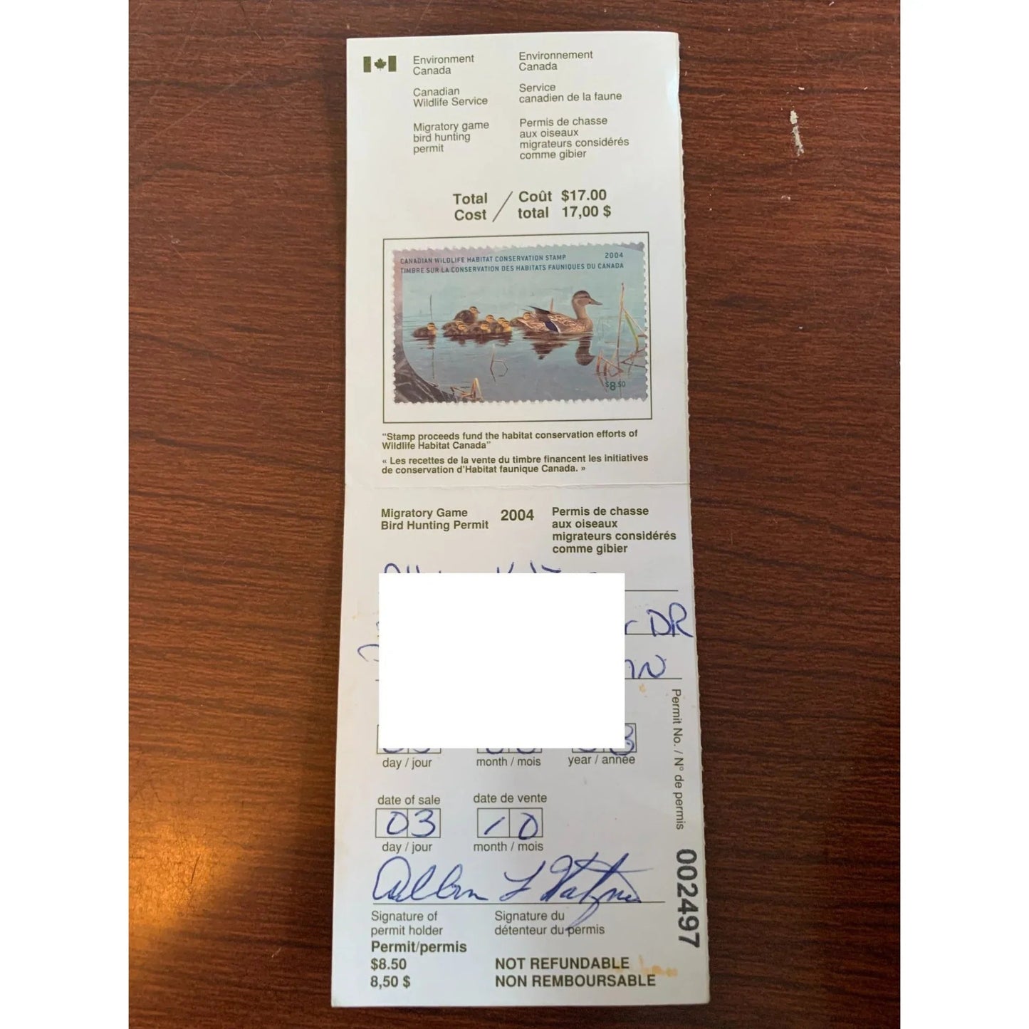 Collection of 8 Bird Hunting Permits w/ The Canadian Wildlife Habitat Conservation Stamps - A+ Stuff - Stamp - A+ Stuff