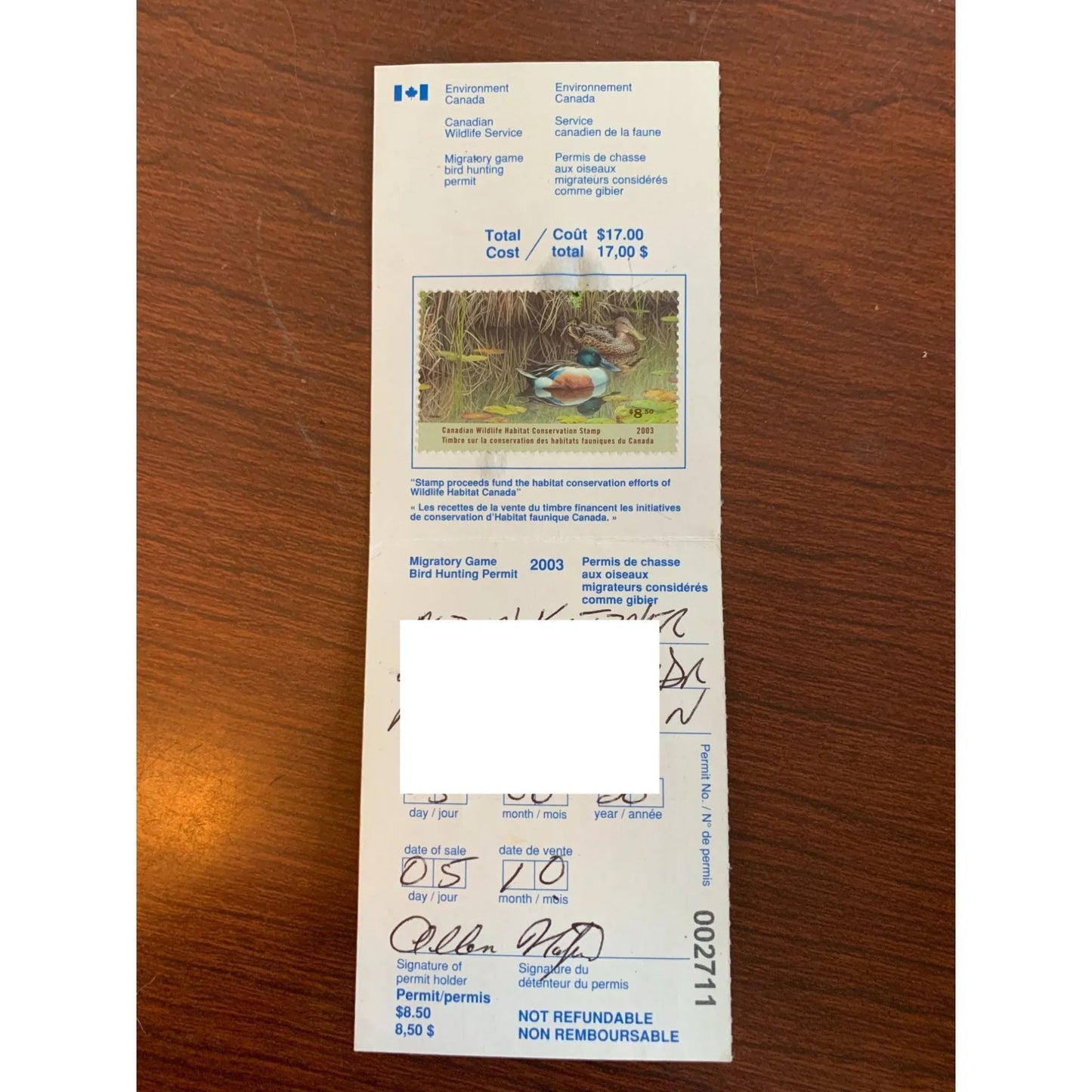 Collection of 8 Bird Hunting Permits w/ The Canadian Wildlife Habitat Conservation Stamps - A+ Stuff - Stamp - A+ Stuff