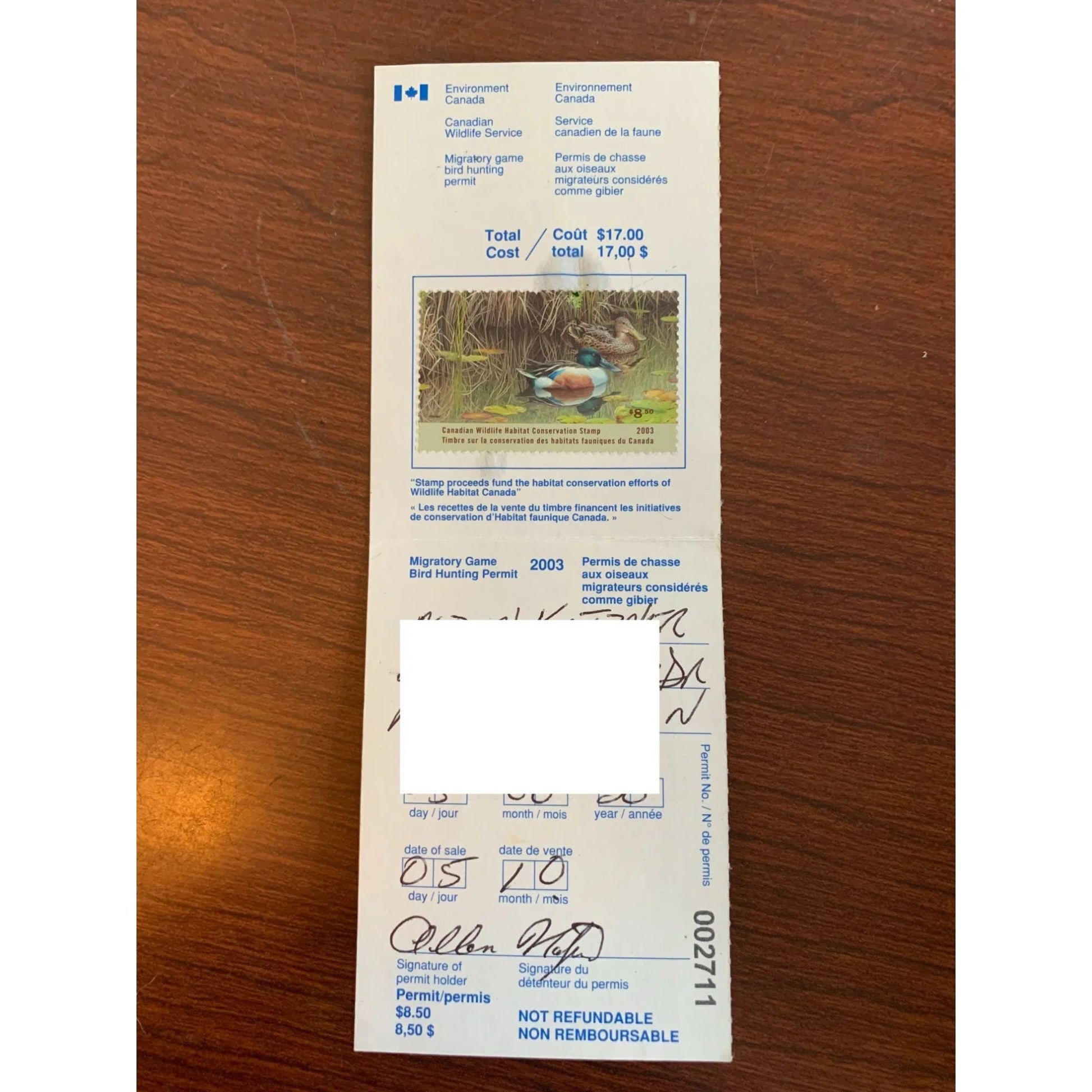 Collection of 8 Bird Hunting Permits w/ The Canadian Wildlife Habitat Conservation Stamps - A+ Stuff - Stamp - A+ Stuff