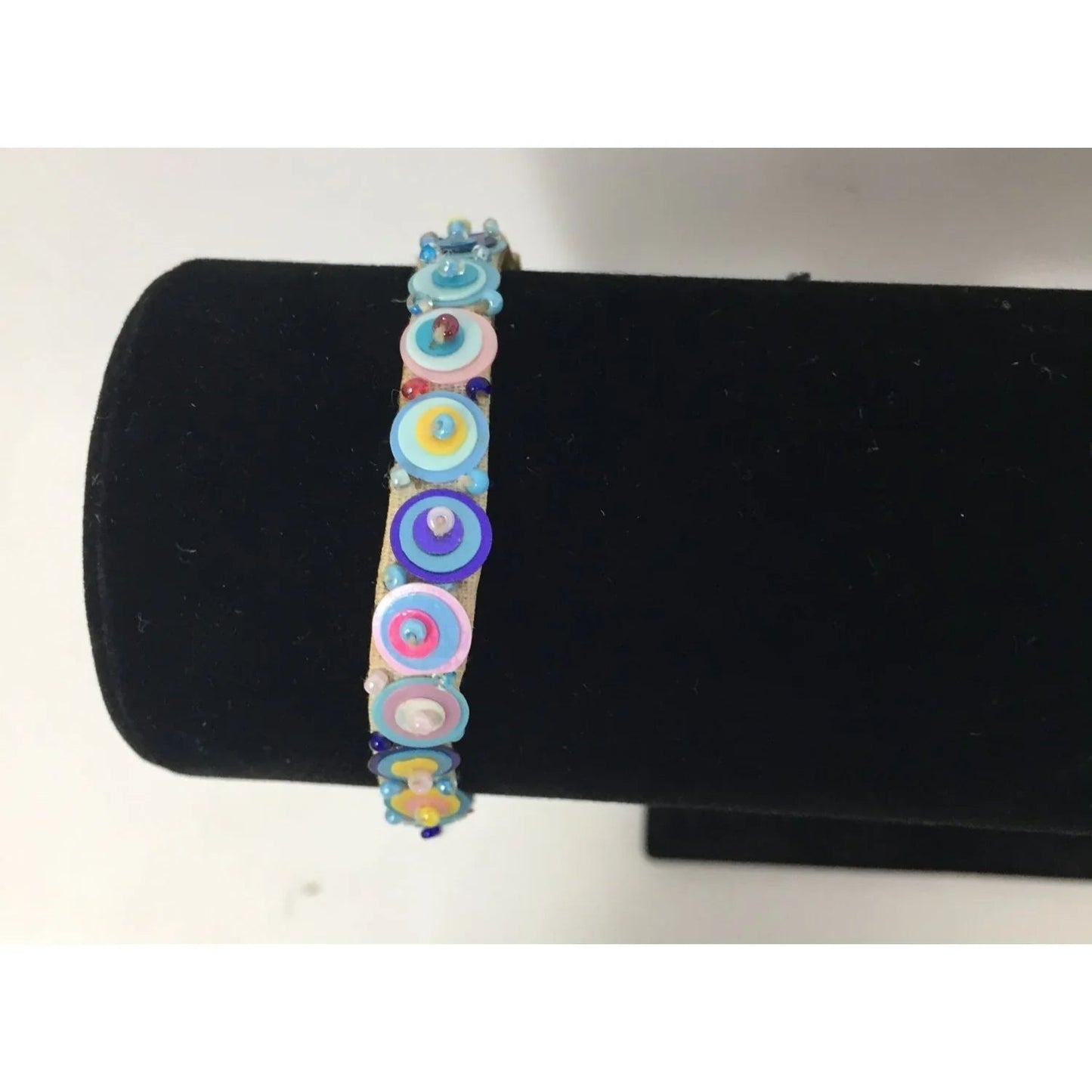 Colorful Velveteen Bracelet with Sequins and Glass - A+ Stuff - Bracelet - A+ Stuff