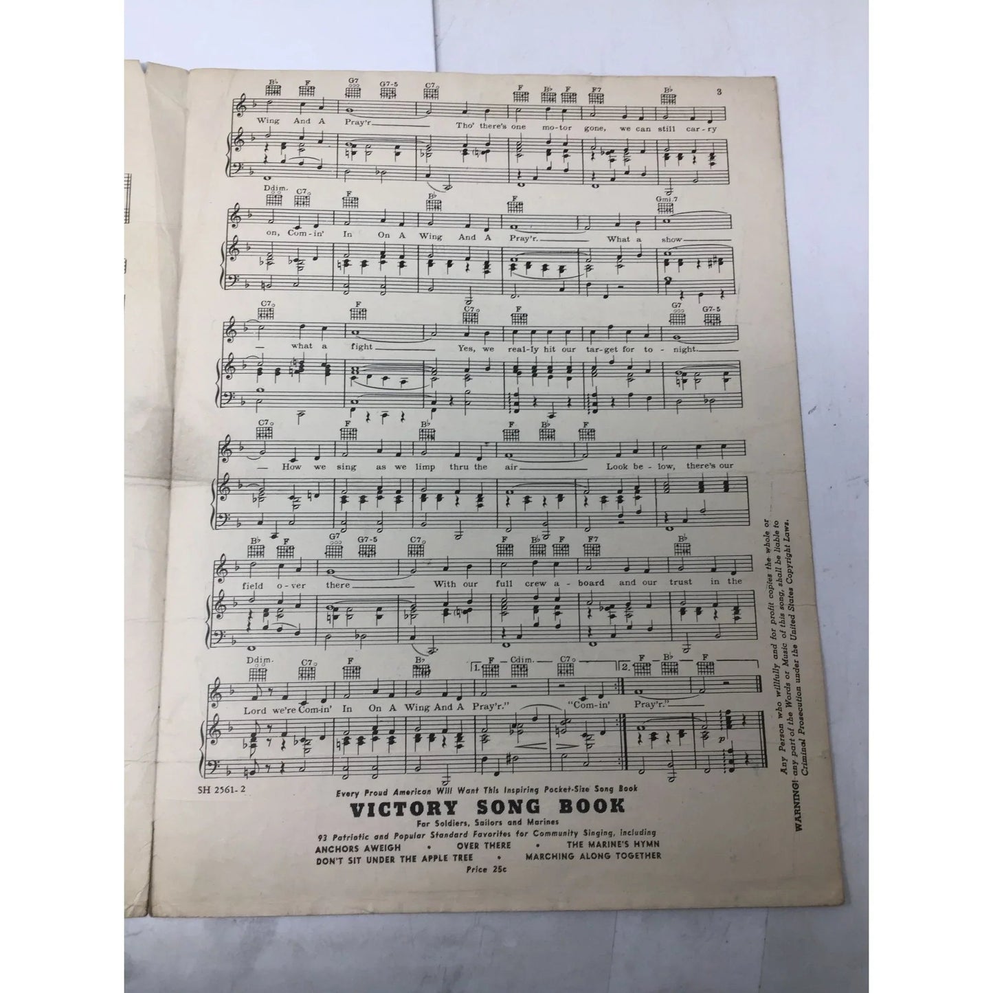 ''Comin' in on a wing and a prayer'' Vintage Sheet music - A+ Stuff - SHEET MUSIC - A+ Stuff