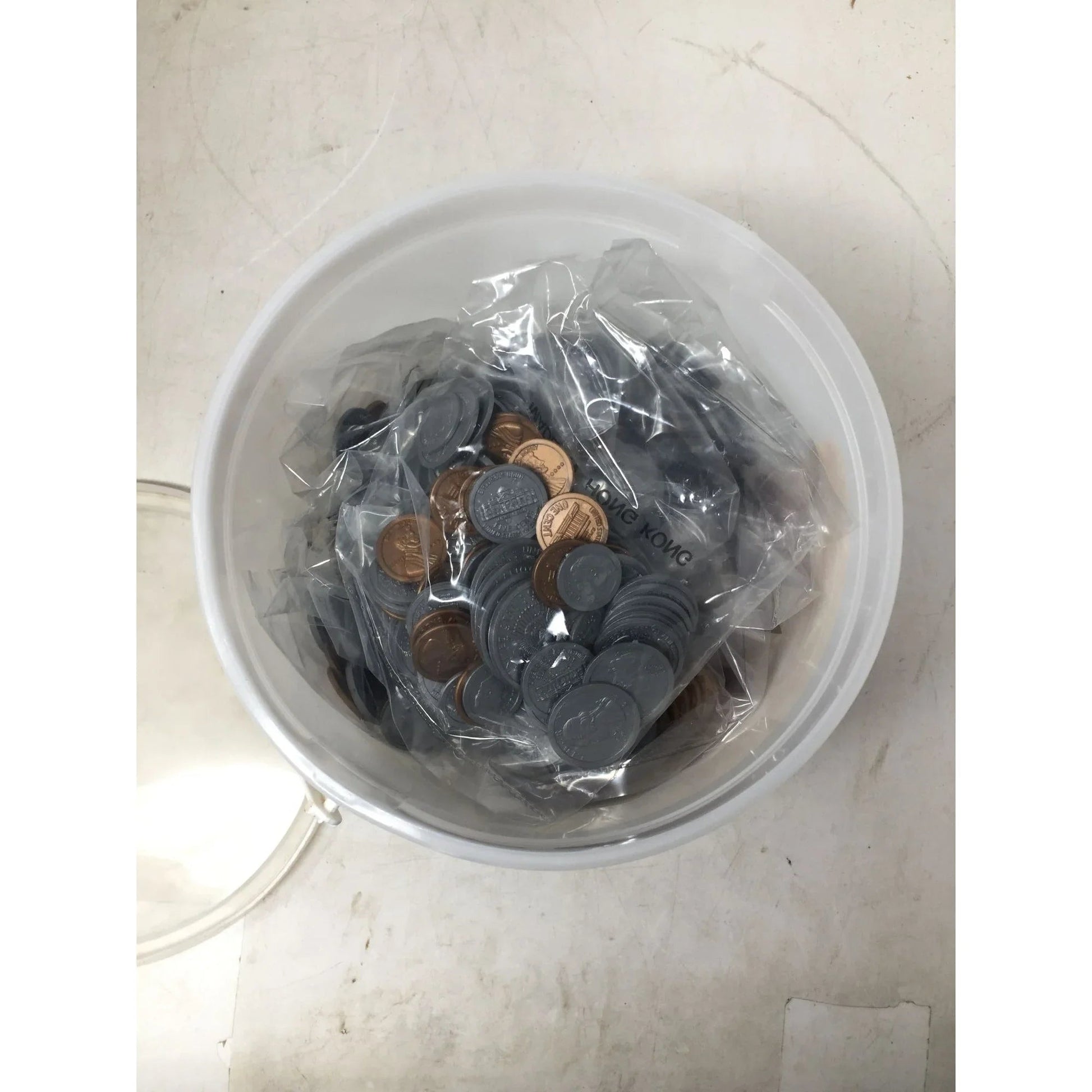 Creative Publications Play Money Plastic Coins in Plastic Bucket - A+ Stuff - Toys - A+ Stuff