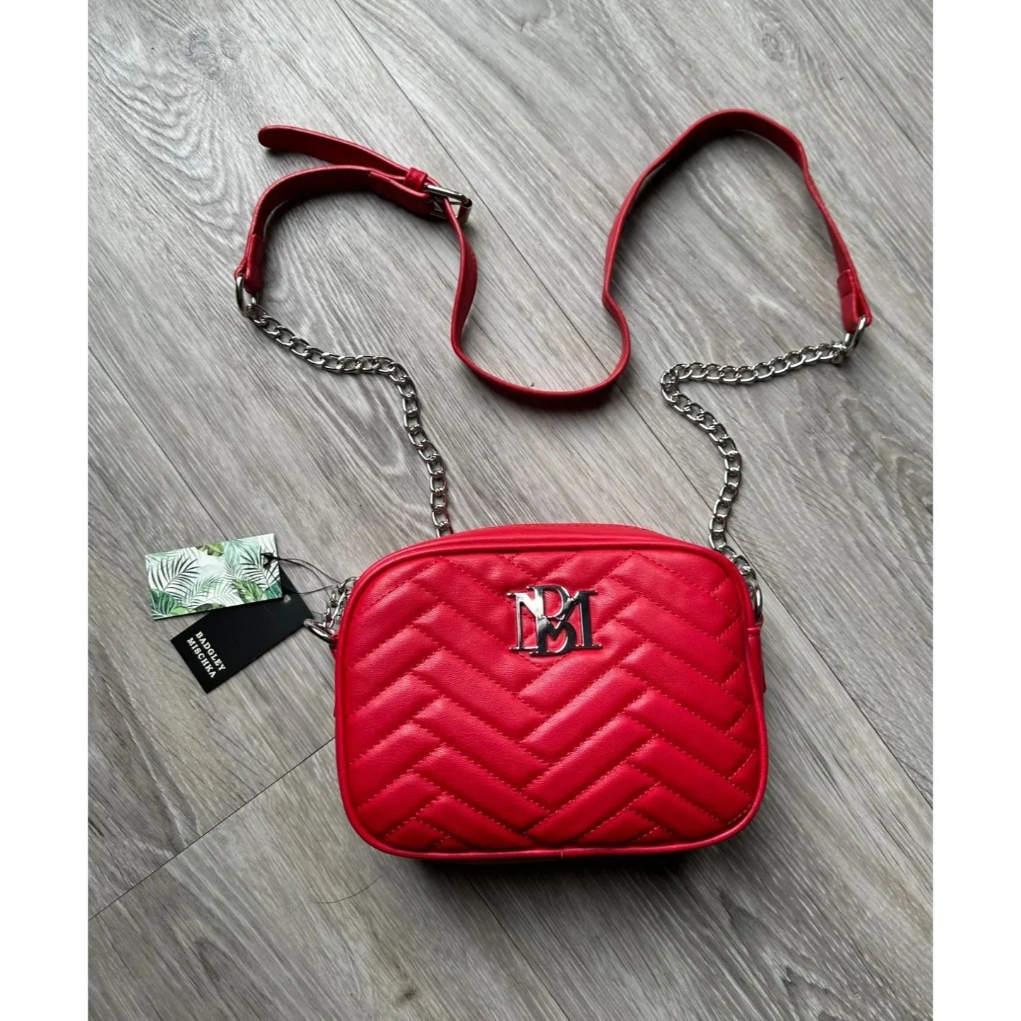 Cute & Fun Badgley Mishka Red Camera Crossbody Bag with Slip Pocket - NWT! - Badgley Mischka - Bag - A+ Stuff