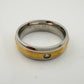 10 kt Gold & Stainless Steel Single Diamond Wedding Band Size 11