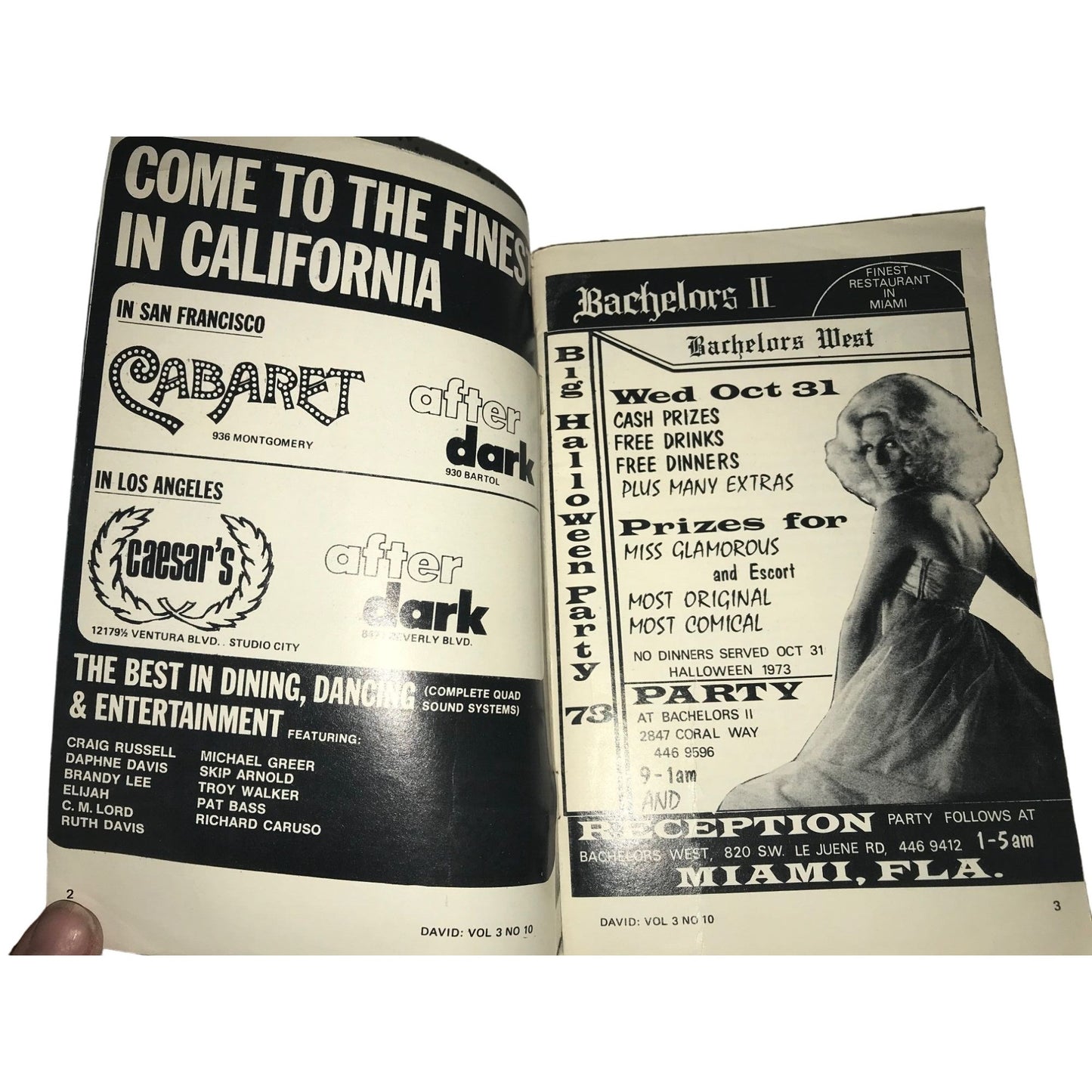 Vintage Men's Gay Magazines David- Cass Elliot- Carol Channing Vol 3 #10 & Cruise Weekly Vol 4 #5