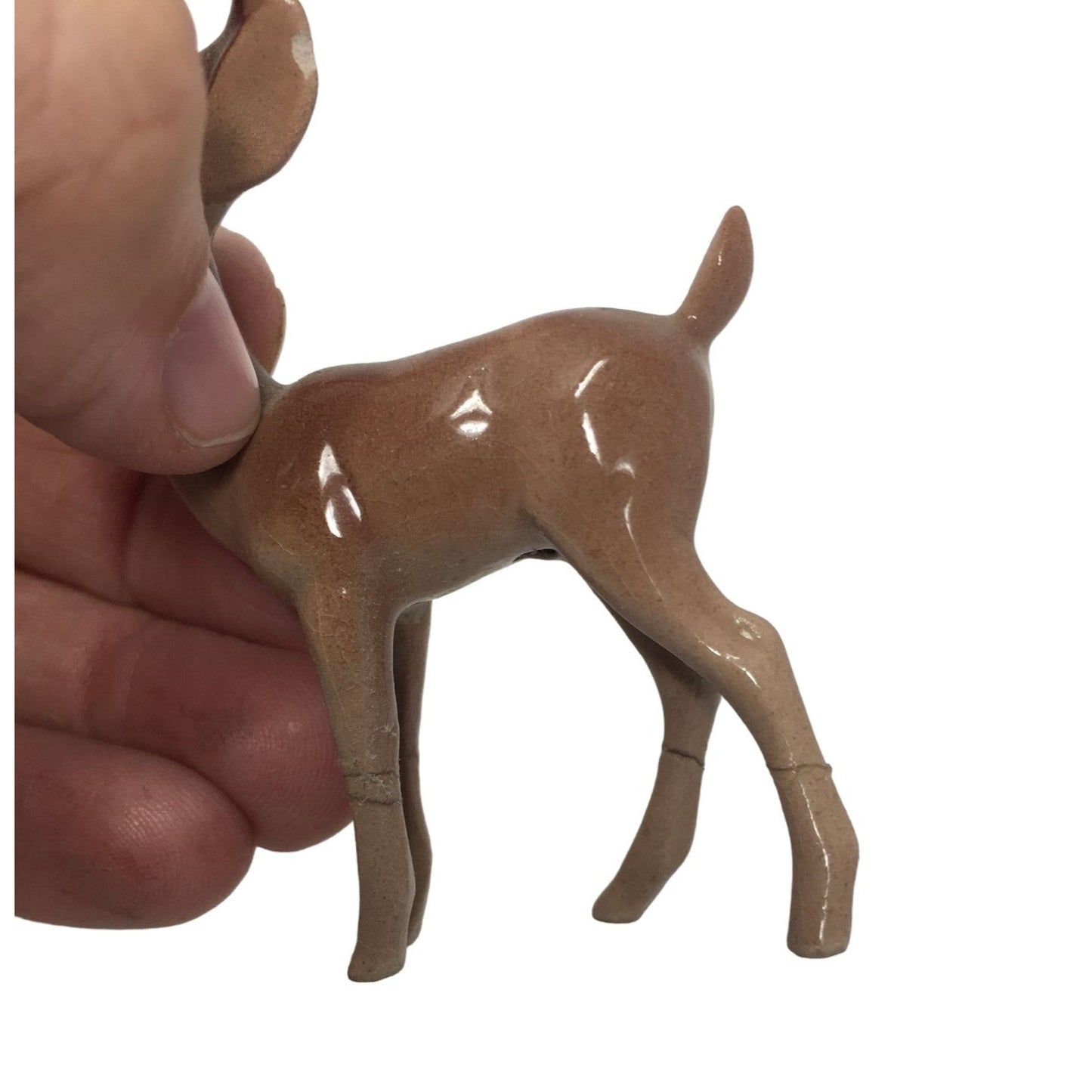 Vintage Deer and Fawn Miniature Figurines - Deer has Chipped Antlers