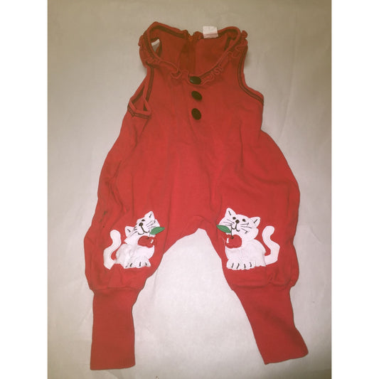 Baby Girl's Size 18M Bubble Romper w/ Red Cherries & White Kitty Cats