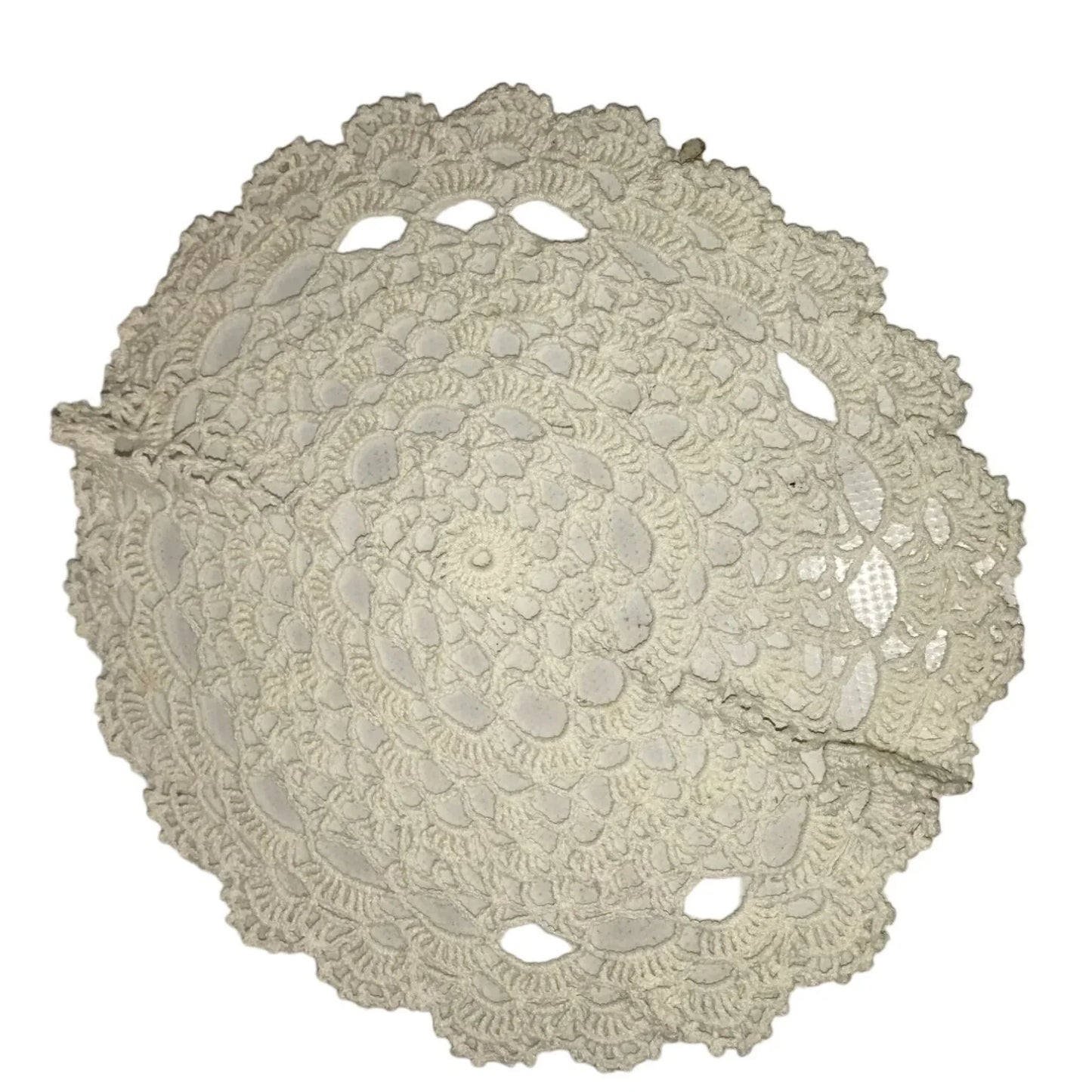Set of 4 White/Cream Colored Handmade Crocheted Table Placemats/Doilies - A+ Stuff