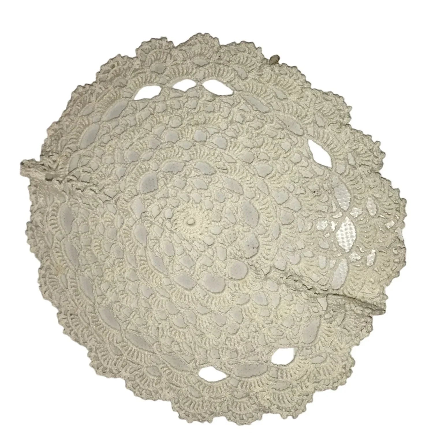Set of 4 White/Cream Colored Handmade Crocheted Table Placemats/Doilies - A+ Stuff