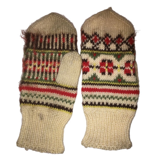 Unisex Christmas Winter Mittens - Green, Cream, Red, Yellow, Brown