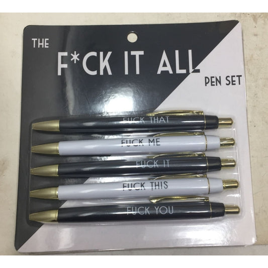 The F*ck It All Black Ballpoint Pen Set New in Box - Great Novelty Gift!