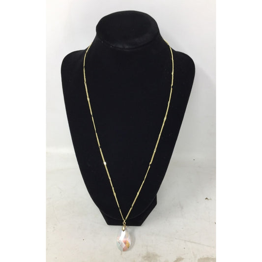 Womens Gold Tone Chain with Faux Crystal Drop Pendant Necklace