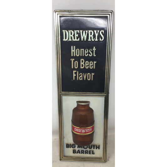 Drewrys Honest To Beer Flavor Big Mouth Barrel Sign - About 18" x 6"