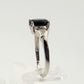 Black Sapphire and Diamond Accent Oval Ring - Sterling Silver - Size 7 - Simple Beauty!