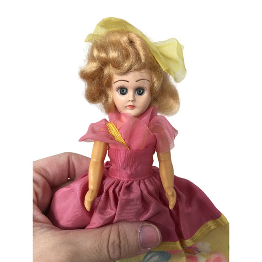 Vintage Collectible Doll Blonde Hair/Light Eyes, Wearing Pink & Yellow Dress