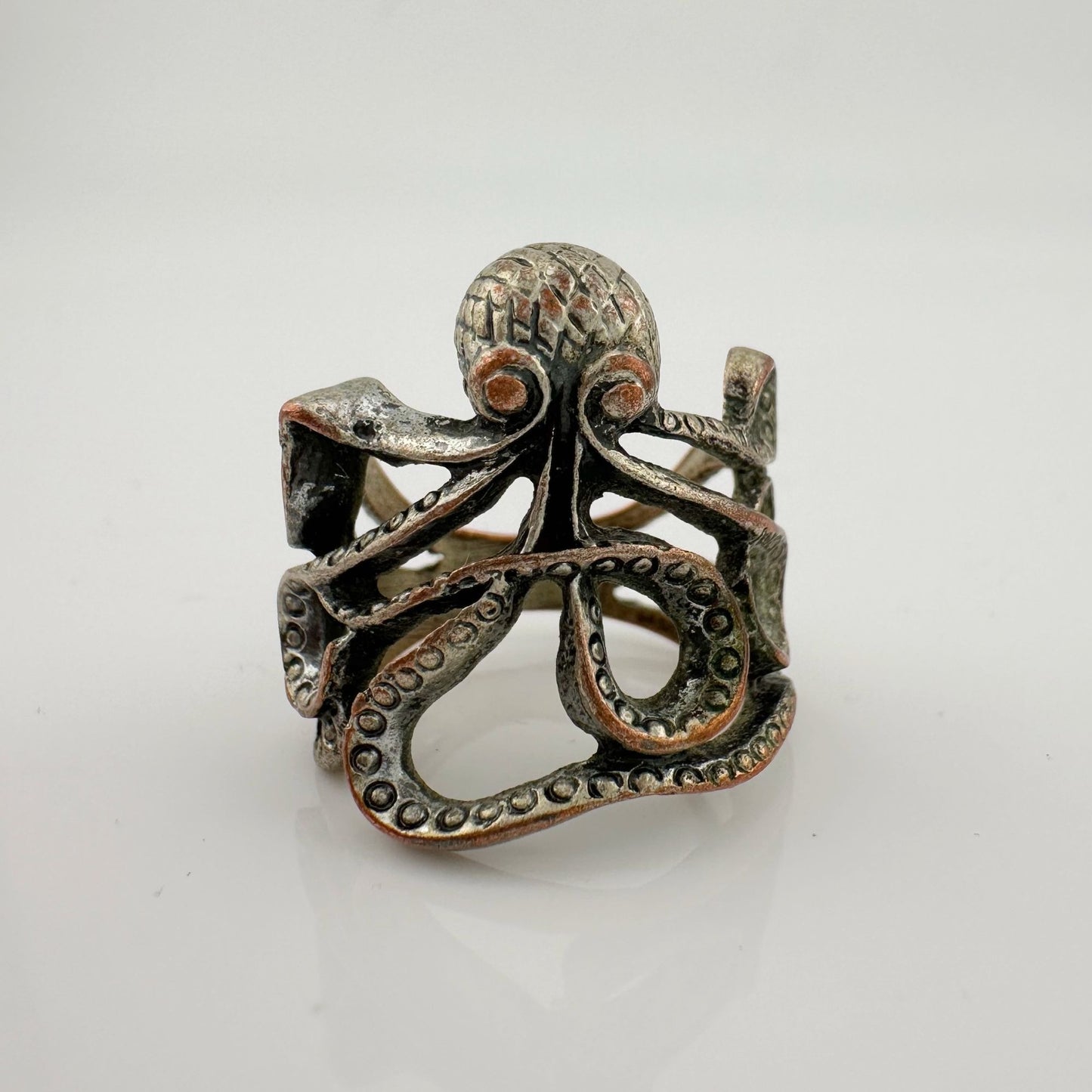 Vintage Antique Bronze Creepy Octopus Ring