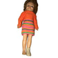 Vintage 1970's De luxe Doll with Light Hair & Dark Eyes and Orange Dress