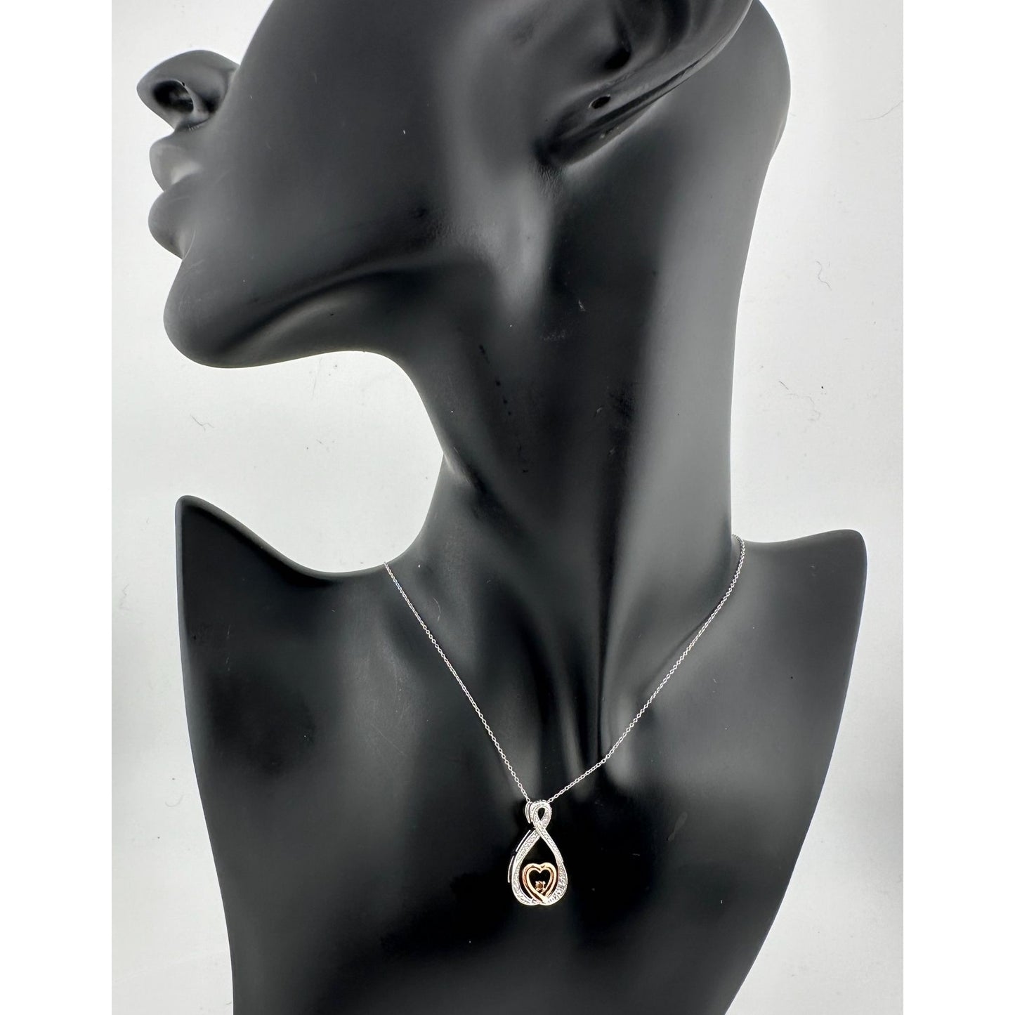 10kt Gold & Sterling Silver Infinity Heart Necklace with Natural Chocolate Diamond