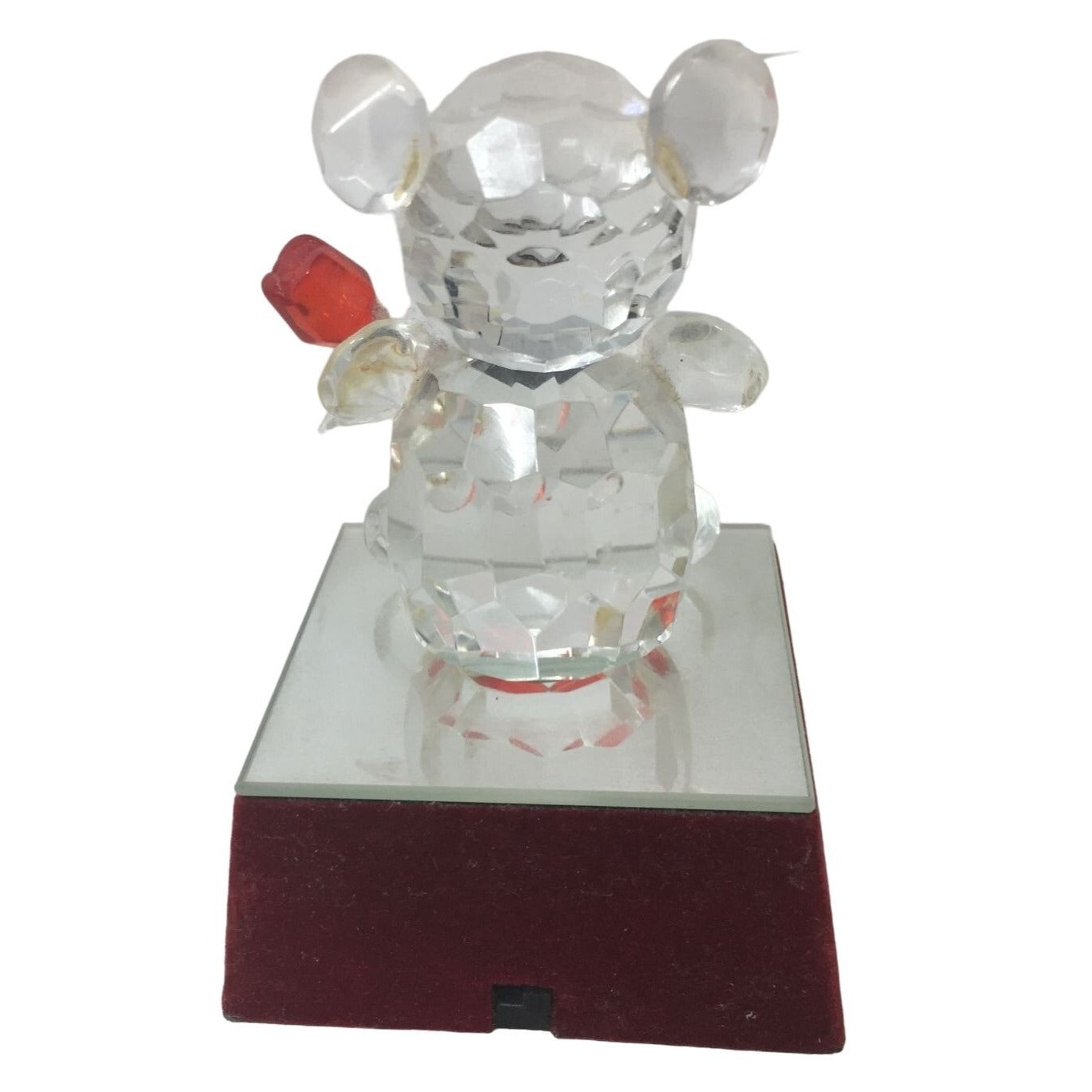 Small Light up Battery Operated Bear wearing Bow tie & holding a Rose on Stand