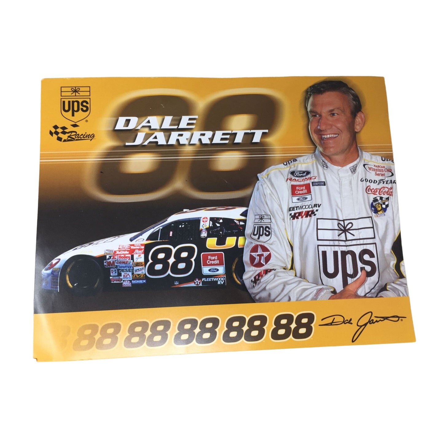 Dale Jarrett 2001 UPS Postcard NASCAR 8x10 Card