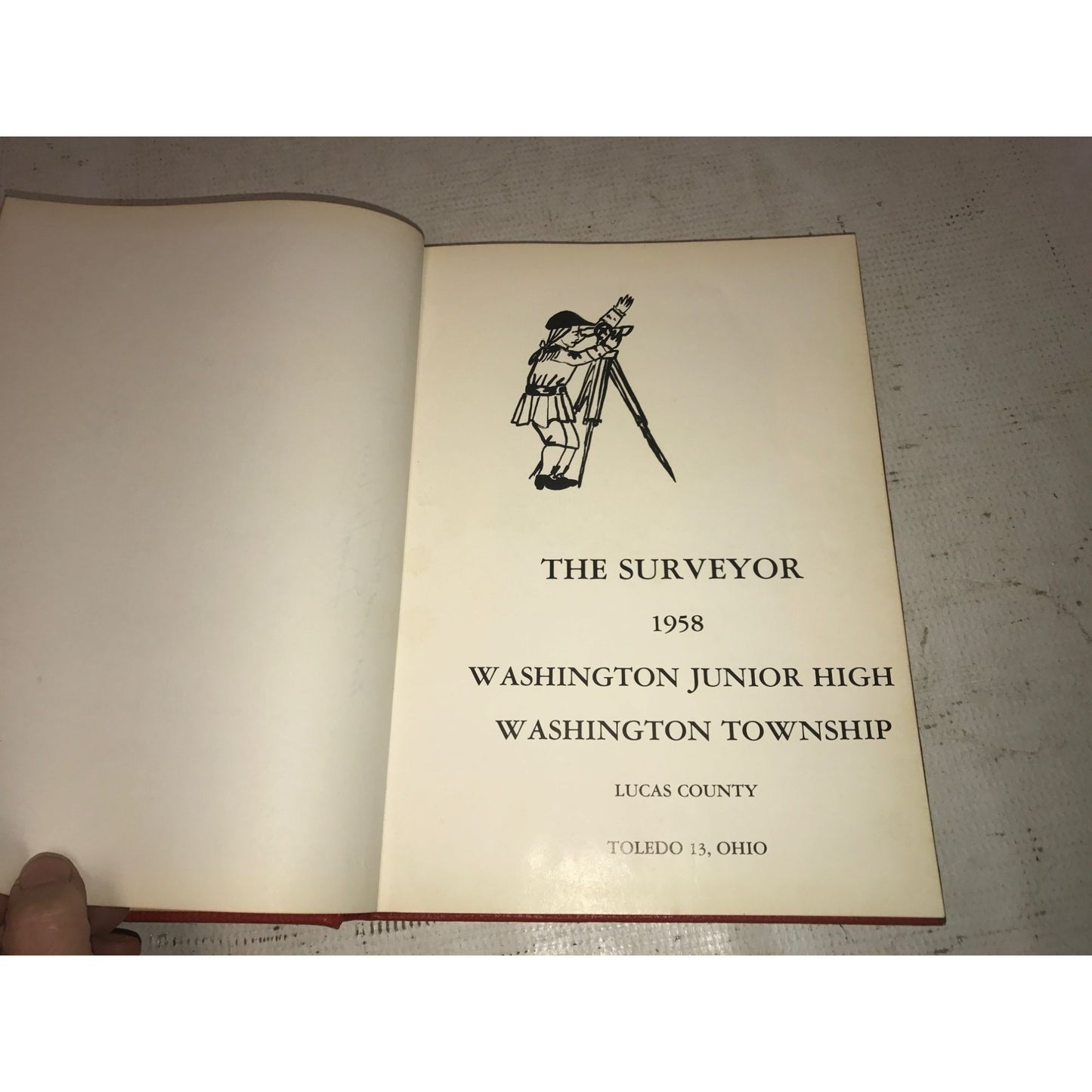 The Surveyor Vintage 1958 Washington Junior High Hardcover Yearbook