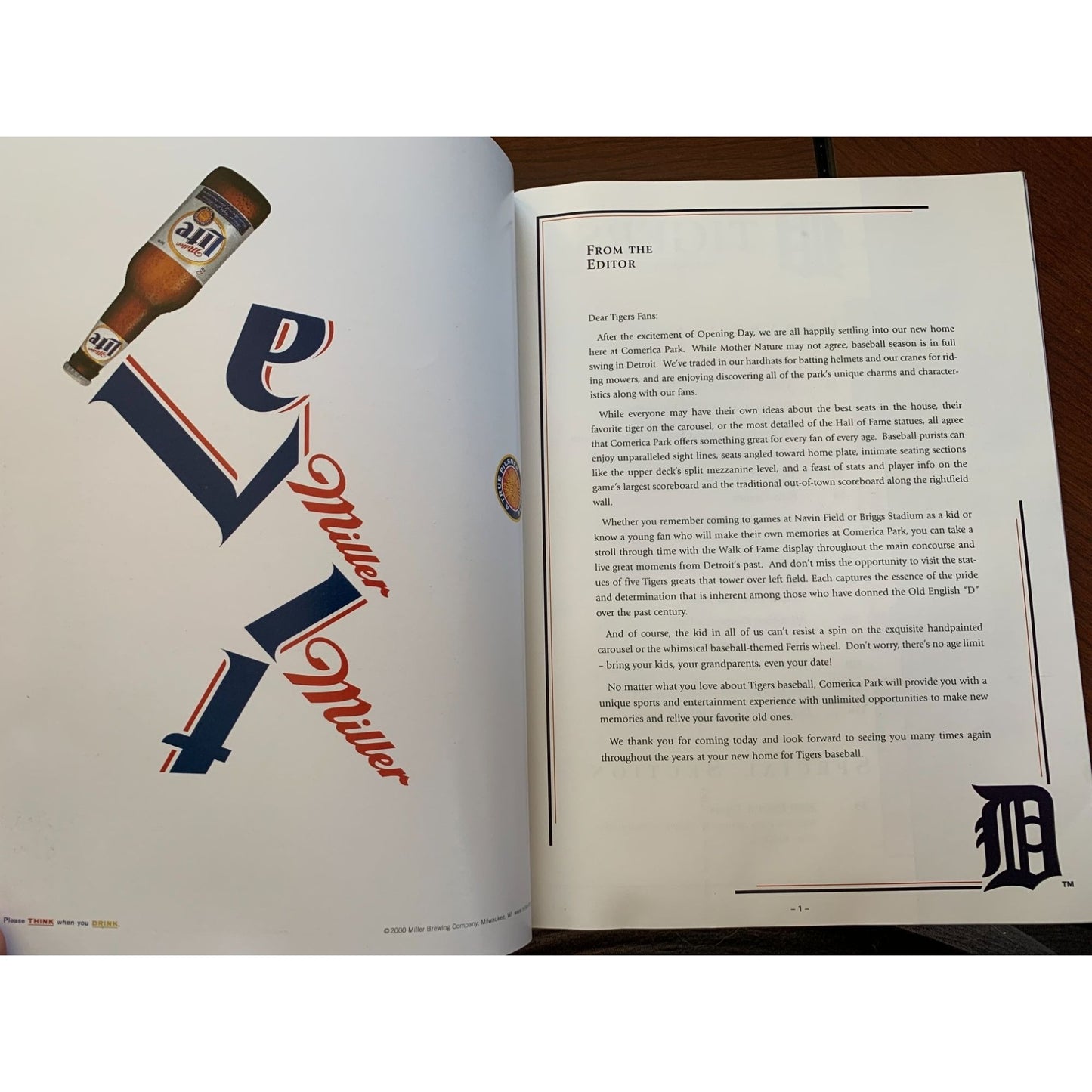 Vintage 2000 Detroit Tigers Issue Number One Magazine