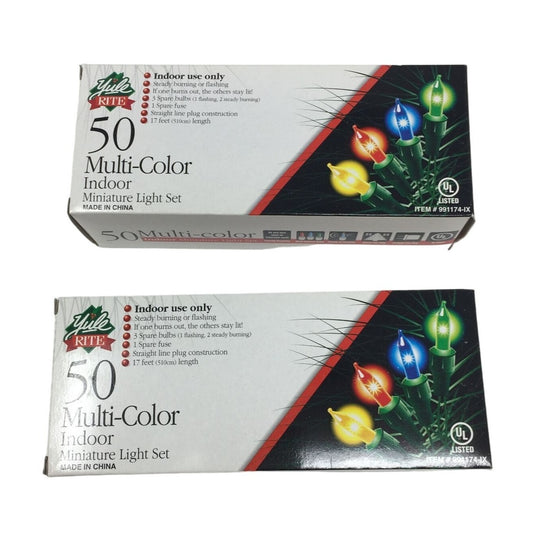 Two Packs of Brand New, Factory Sealed Multi-Color Indoor Miniature Christmas Light Sets