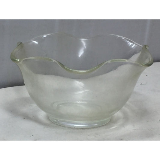 Retro Looking Clear Glass Bowl with Scalloped Rim