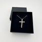 Beautiful Cross Necklace with Natural Diamonds in Illusion Setting and 18" Sterling Chain