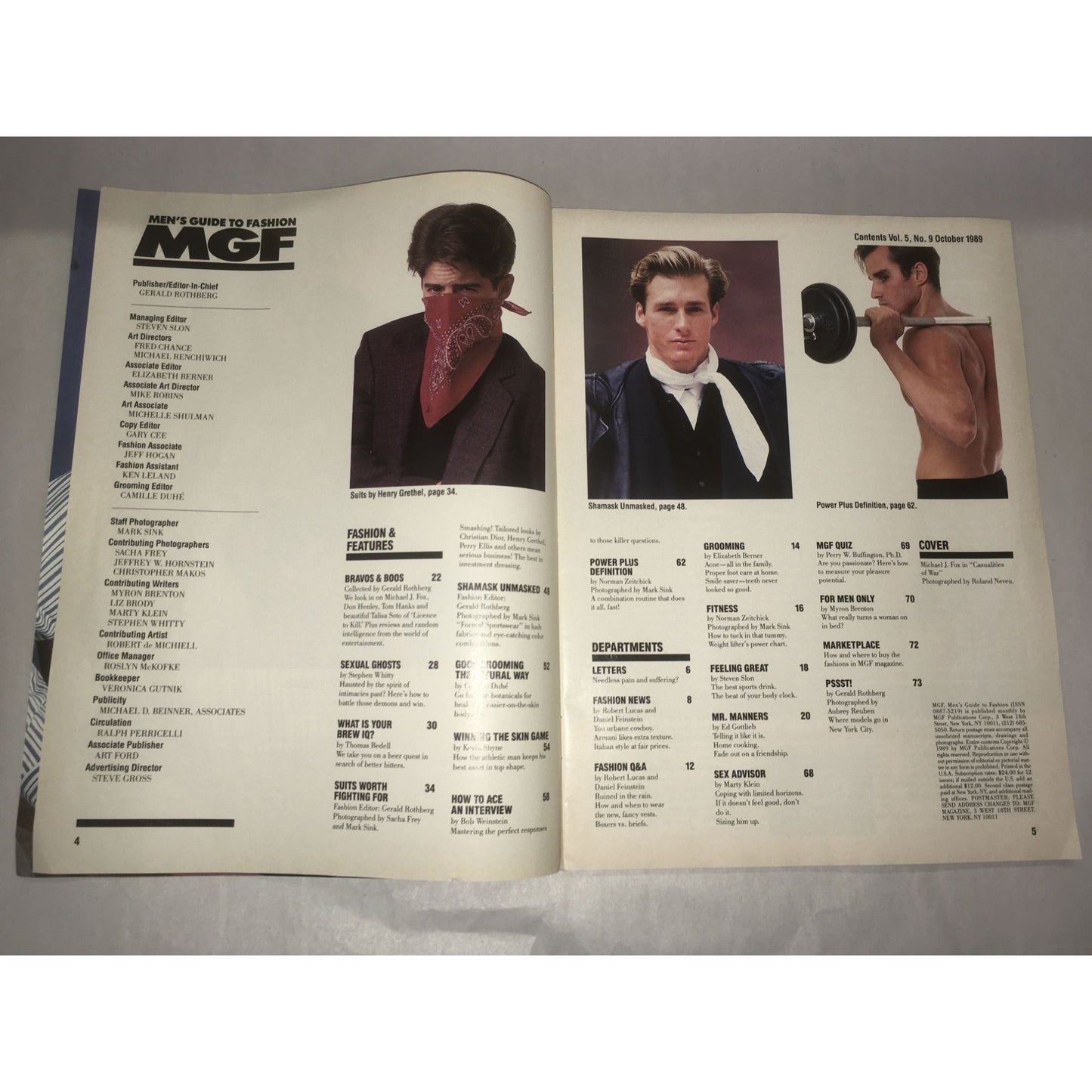 Vintage 1989 MGF Men's Guide To Fashion And Entertainment Magazine