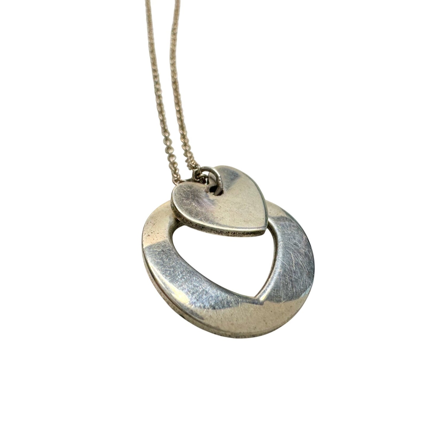 Tiffany & Co. 2 Heart Necklace - Stencil Heart Pendant with Cutout Heart