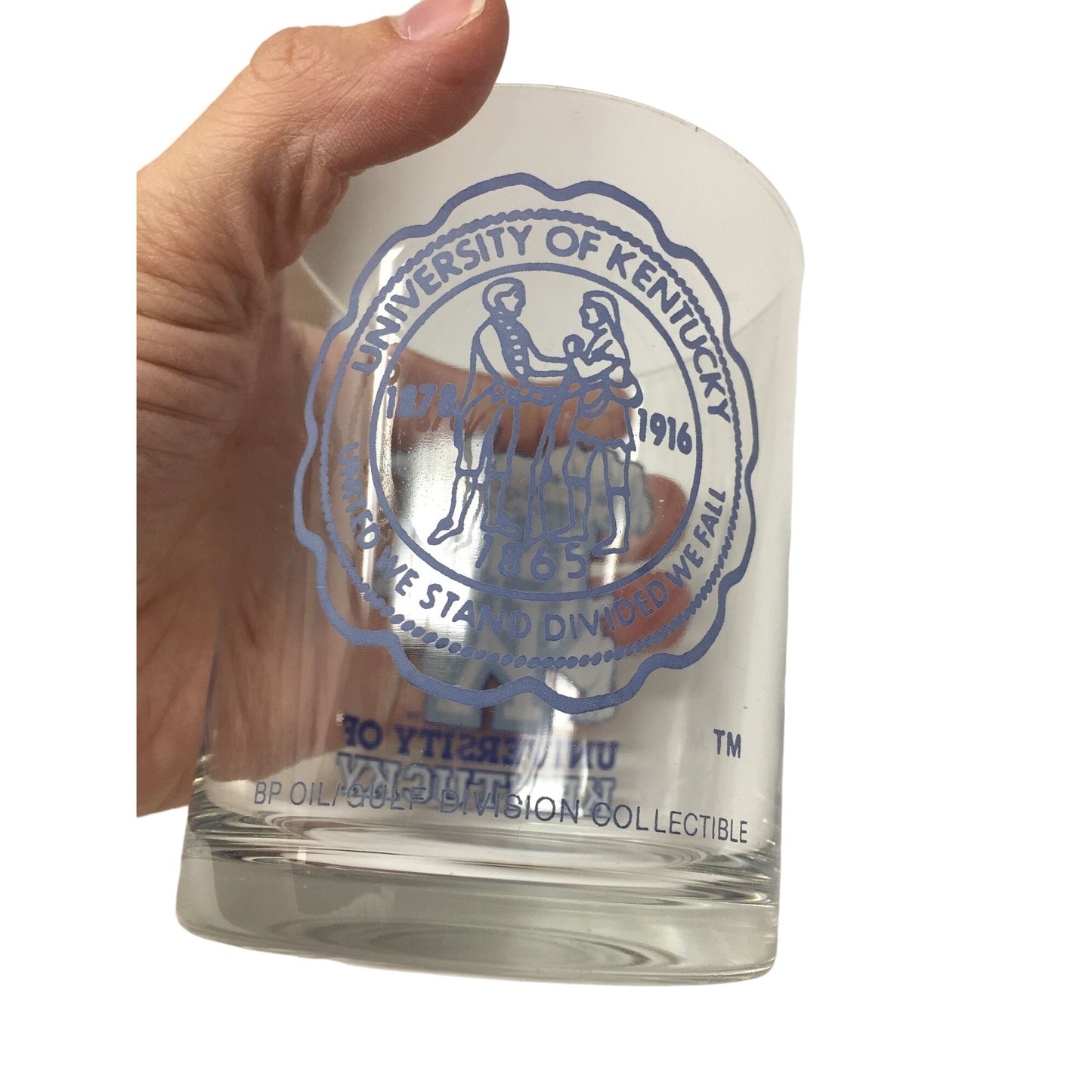 University of Kentucky (UK) "United We Stand Divided We Fall" Clear Glass Cup